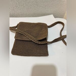 The Sak (Stone/Taupe) Open Knit Front Flap Crossbody Travel Bag